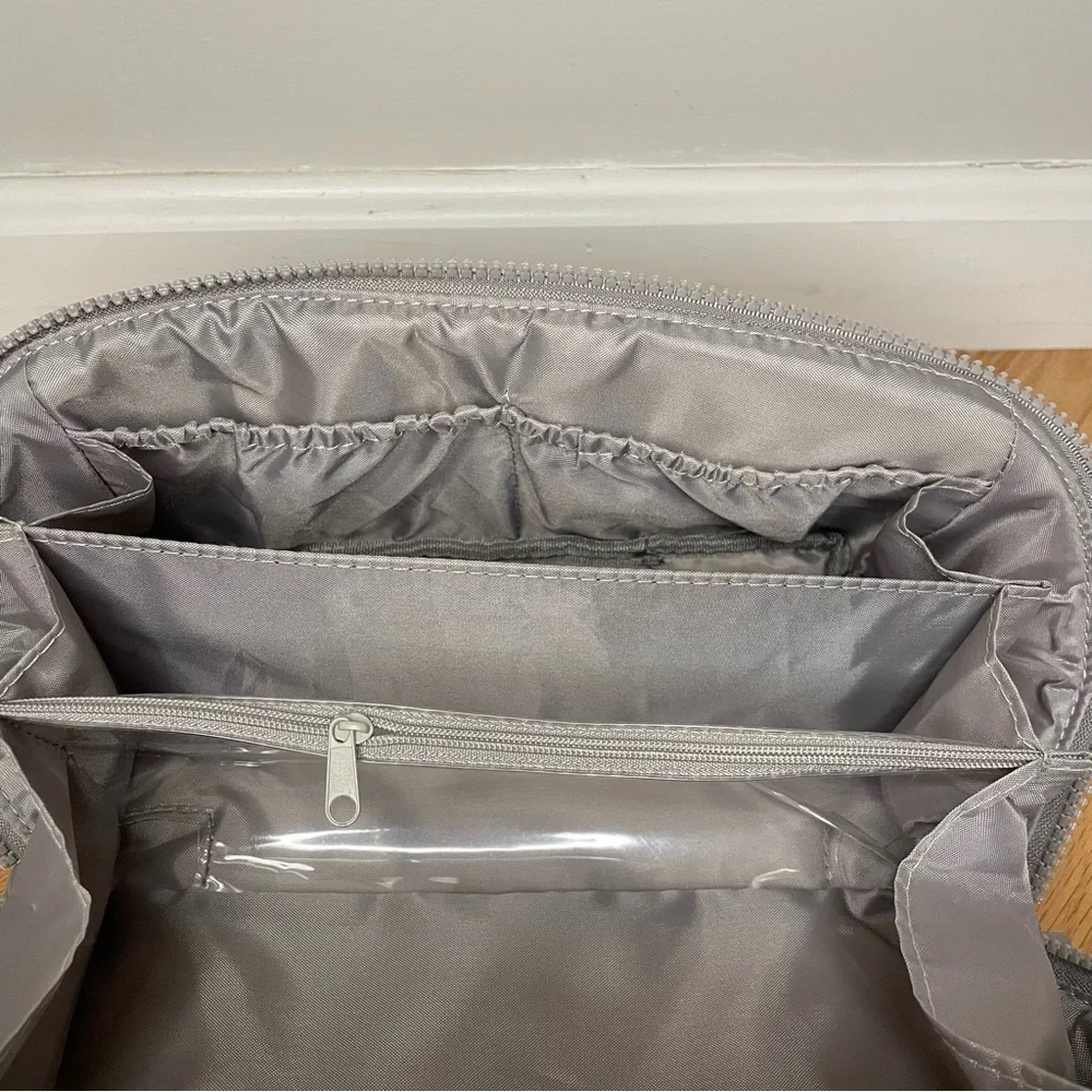 Quilted Travel Cosmetic Bag Set, Gray, NWOT